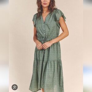 Trovata Sage Green Floral Midi Dress
